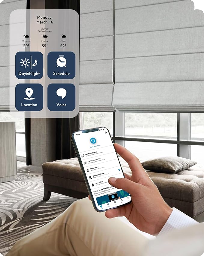 Graywind Smart Roman Shades 100% Blackout Compatible