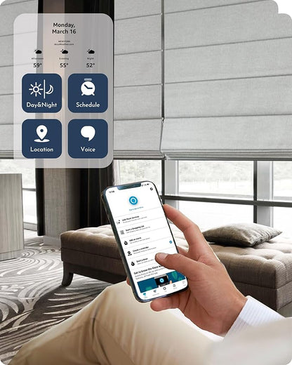 Graywind Smart Roman Shades 100% Blackout Compatible