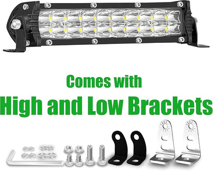 7 Inch Dirt Bike Light Bar, 60W 6000lm Motorcycle LED Headlight Kit with 12V Wiring Harness and Switch, Mounting Brackets Universal for 7/8" Handlebars CRF XR TTR KLX Pit Bike