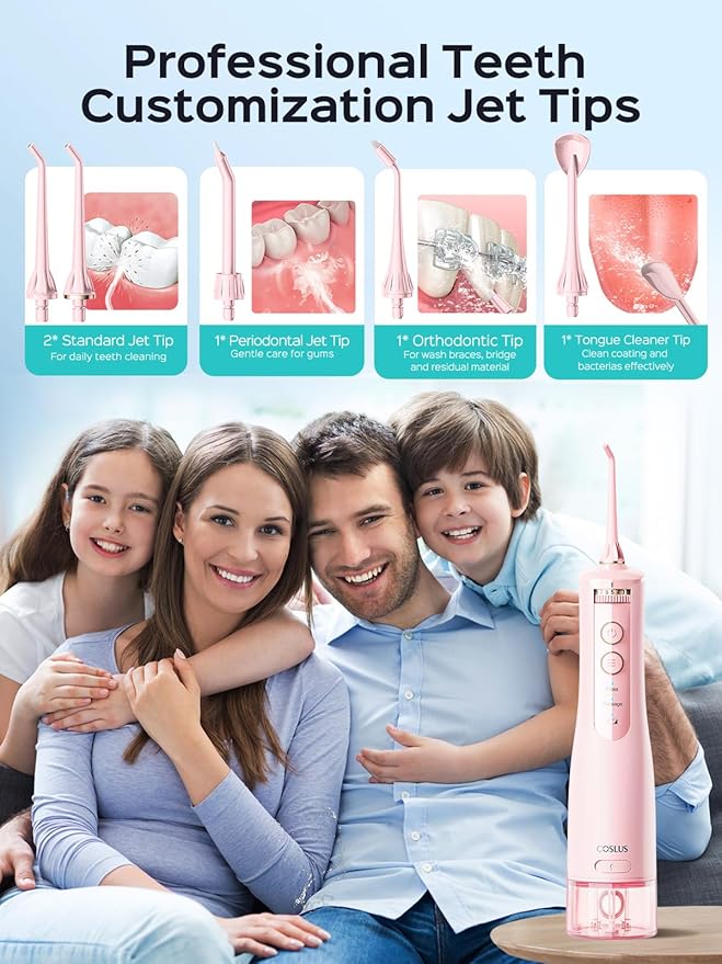 COSLUS Portable Water Flosser for Teeth: 10 Pressure Settings Professional