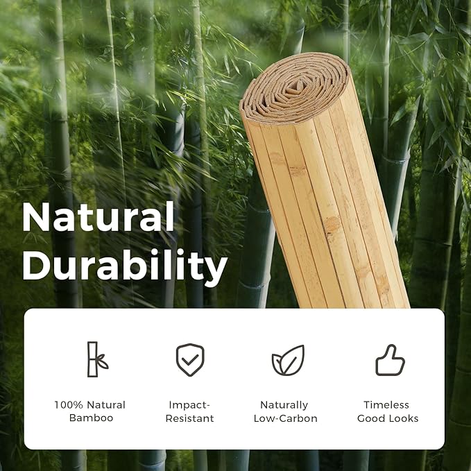OUZUGIE 1 Pack 96x48 Inch Natural Bamboo Wall Panel – Natural Pole Wrap Paneling