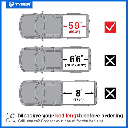 Tyger Auto T1X Soft Roll-Up in Fabric Truck Bed Tonneau Cover Compatible with 2014-2018 Chevy Silverado GMC Sierra 1500; 2019 LD/Limited | 5'9" (69") Bed | TG-BC1C9006X