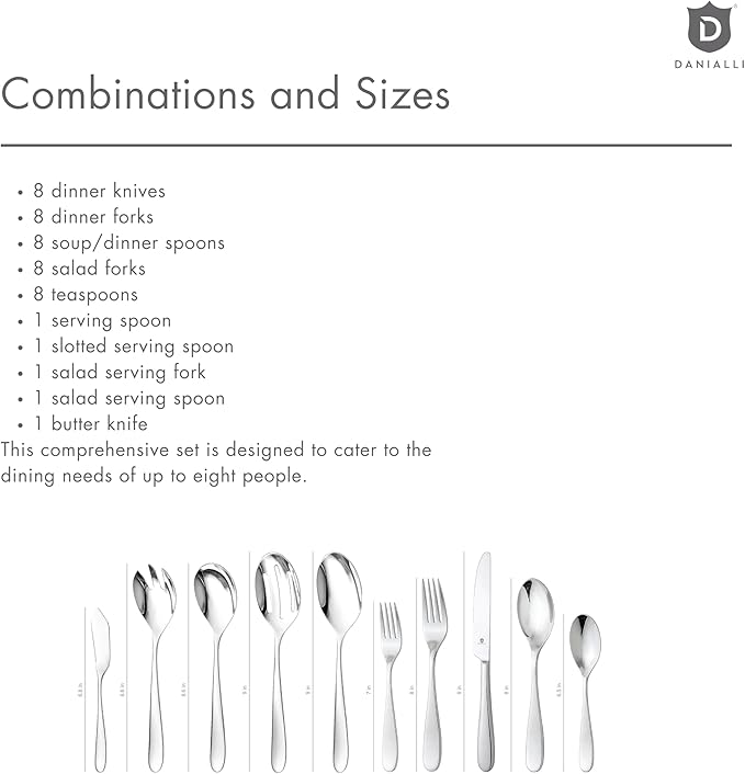 Silverware Set for 8 with Serving Utensils, 18/10 Stainless Steel Flatware, Mirror Finish, Dishwasher Safe, Heavy-Duty Cutlery, Built to Last (45-Piece Including a Serving Set, Fidenza)