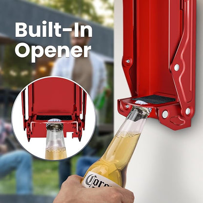 Kotto Can Crusher - Wall Mounted Can Crushers for Recycling - with Auto-Drop System -Built-in Bottle Opener-Crushes 8-16oz Cans-Includes Kitchen Storage Bag-Heavy Duty Can Crusher for Home Use-Red