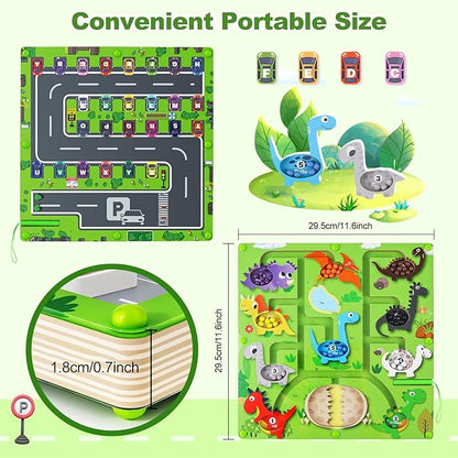 2 in 1 Magnetic Color and Number Maze, Montessori Educational Wooden Puzzle Toy for Kids Ages 3-13, Double-Sided Alphabet Counting Game Board for Fine Motor Skills, Preschool Learning Gift