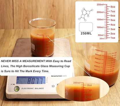 High Borosilicate Glass Measuring Cup-V-Shaped Spout, 250ml Glass Measuring