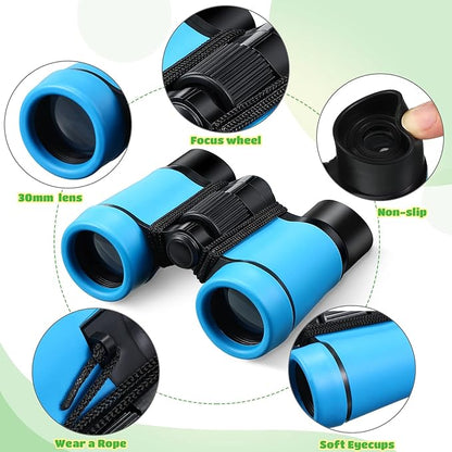 6 Pack Kids Binoculars Shock Proof Toy Binoculars Set for Age 3-12 Years Boys Girls Hunting Folding Small Telescope Birthday Gifts Bird Watching Educational Learning Camping Outdoor (Vivid Colors)