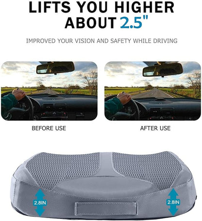 Car Memory Foam Heightening Seat Cushion for Short Drivers, Improve Driving Vision, Double Layered Design, Hip/Tailbone/Lower Back Pain Relief, Adults Booster Seat for Car,Truck,SUV,Office.