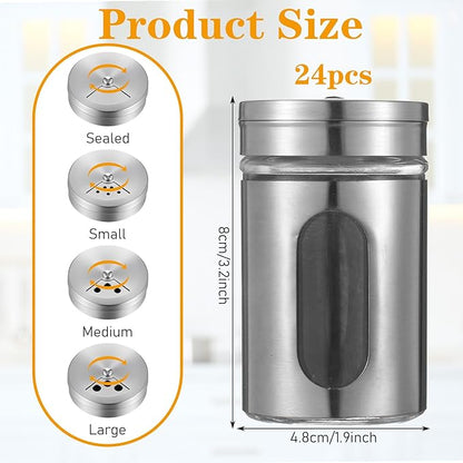 24 Pcs Stainless Steel Spice Jars