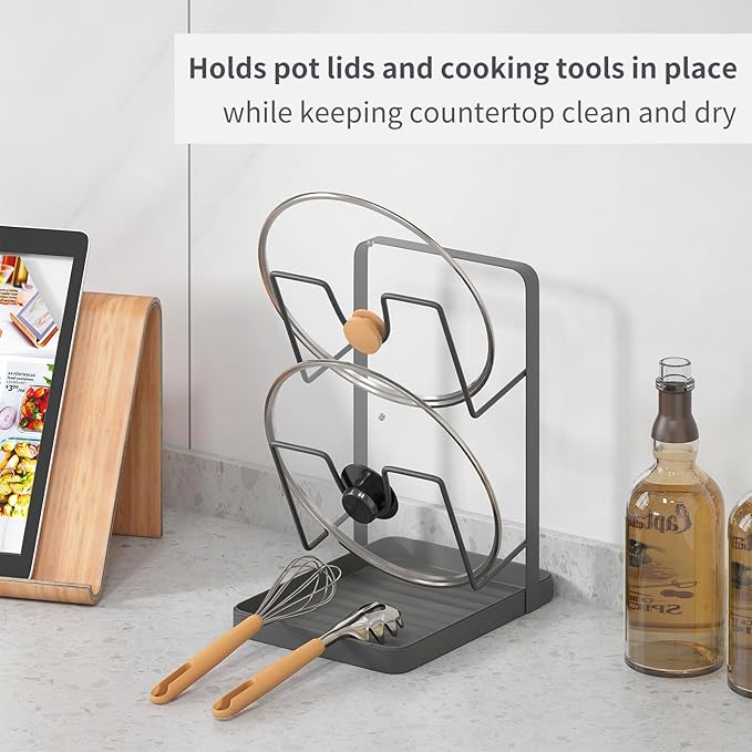 Kitchen Pot Lid Storage Rack, Stainless Steel Pot Lid Holder while Cooking