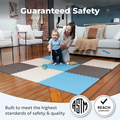 MioTetto Baby Play Mat, Soft Foam Floor Tiles for Kids. Adjustable Interlocking Foam Tiles, Fits with 74x74 Playpen Baby mat for Crawling & Development, Safe & Non-Toxic Playmat for Babies 6-12 Months