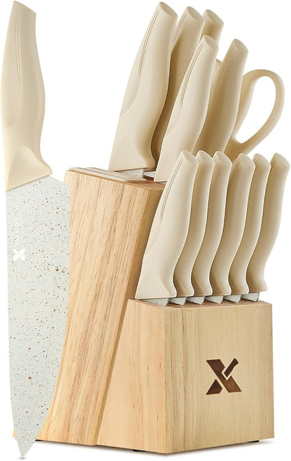 XANAPON Knife Set, Dishwasher Safe Kitchen Knife Set, CreamWhite Ergonomic