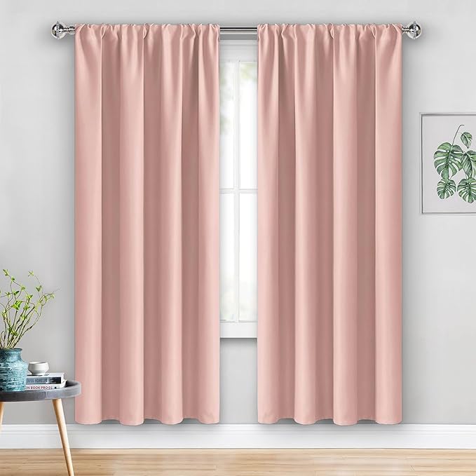 JIUZHEN Blush Pink Blackout Curtains