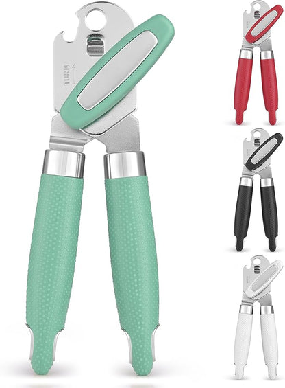 Zulay Kitchen Heavy Duty Stainless Steel Can Opener – Manual Can & Bottle Opener with Sharp Cutting Wheel & Soft Grip Handles – Ergonomic, Easy to Use Turn Knob - Mint