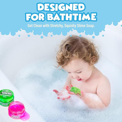 Tub Works Super Goo Bath Slime Soap Bath Toy, 6 Pack | Stretchy, Squishy Slime Soap for Kids Bath | Fresh, Fruity Scents | Nontoxic | Sensory Fun Kids & Toddler Bath Toys