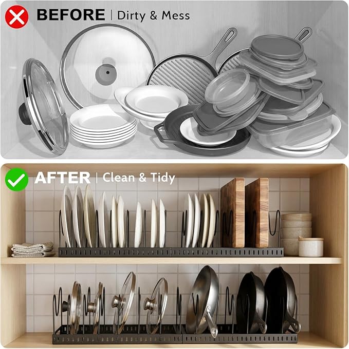 2PACK Expandable Pots and Pans Organizer Under Cabinet