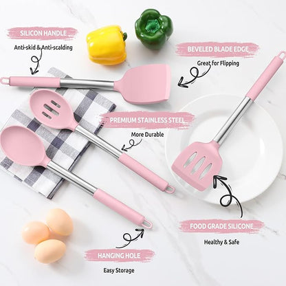 E-far Cooking Utensils Set of 4, Silicone Kitchen Utensils