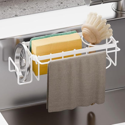 TAILI Sponge Holder with Strong Suction Cup, 4-in-1 Rustproof Sink Organizer