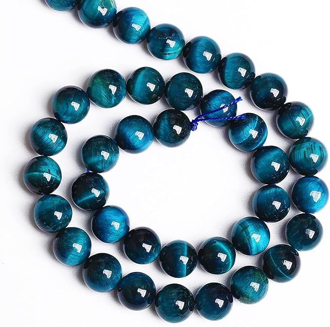 6mm 60PCS Blue Tiger Eye Beads Natural Stone Gemstone Spacer Loose Beads for Jewelry Making DIY Bracelet Semi Precious Beads Strand 15 inches