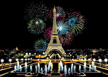 Georgie Porgy Scratch Paper Art A3 Set DIY Arts and Crafts Kits for Kids Adults, Magic Rainbow Scratch Postcard for Christmas Birthday Gift with Scratching Tools Kit (Paris + Louvre)