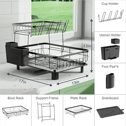Small 2 Tier Dish Drying Rack, Space Saving Dish Racks