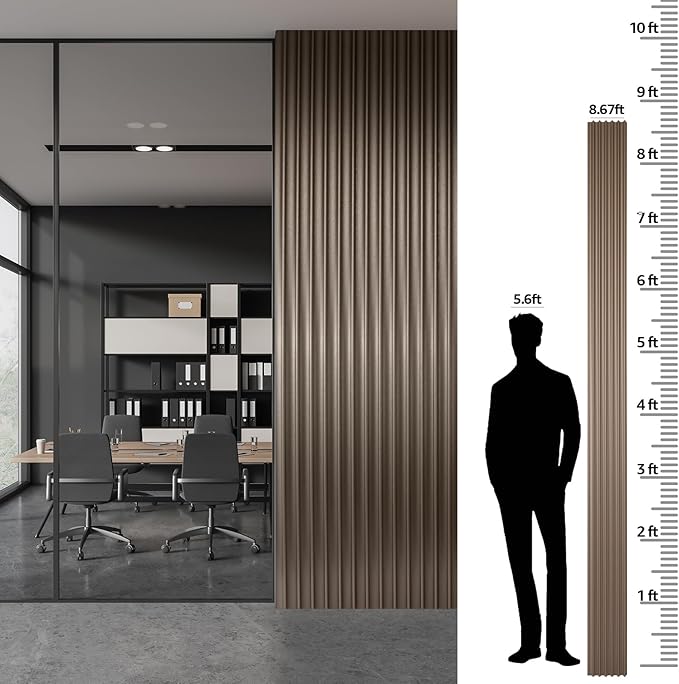 Art3dwallpanels Slat Wall Paneling, 8 Pack Wavy Grain Panel Wall Slats