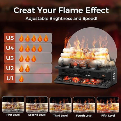 21" Freestanding Electric Fireplace Log Set