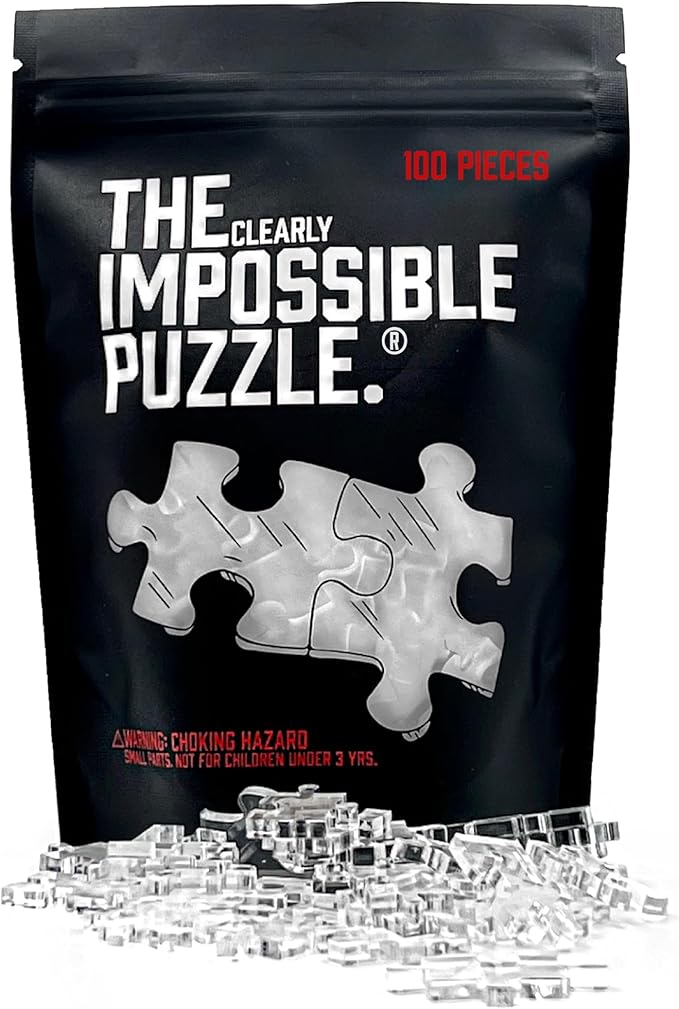The Clearly Impossible Puzzle ® 100 Pieces - Clear Difficult Jigsaw Puzzle - False Edge Pieces - Clear Hard Puzzle - 100 Piece