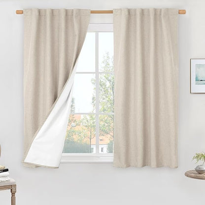 LAMIT Linen 100% Blackout Window Curtains