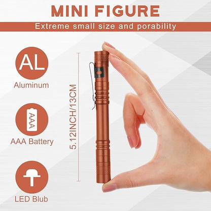 Hortsun 10 Pcs Mini Flashlight Bulk LED Pen with Pocket Small Flashlight with Clip for Outdoor Father's Day Gift for Men(5.12 Inch,Bright Color)