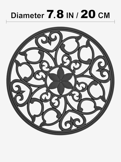 SMARTAKE 3 Set Silicone Trivet Mats, Multi-Use Carved Trivet Mat, Insulated Non-Slip Durable Kitchen Mats, Flexible Modern Kitchen Table Mat, for Hot Dishes, Pots, Dining Countertop, Black