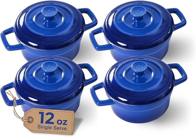 Lareina Mini Cocotte - 12oz Ceramic Casserole Dishes - Kitchen Casserole Sets -