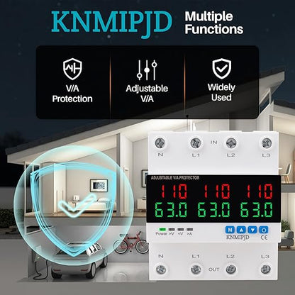 KNMIPJD Over Under Voltage Protection Device, 110V 63A Adjustable Circuit