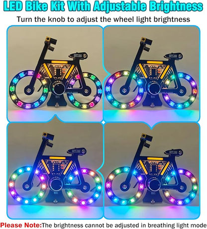 LED Bike Soldering Practice Kit, ICSTATION Knob Control Bicycle Soldering Project With 5 Lighting Modes DIY Bike Kit With LED Filament Brightness Adjustable for Students Education Halloween Present