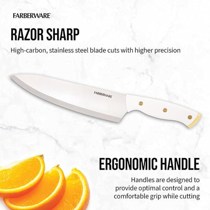 Farberware 14-Piece Knife Block Set, High-Carbon Stainless Steel, Triple-Riveted