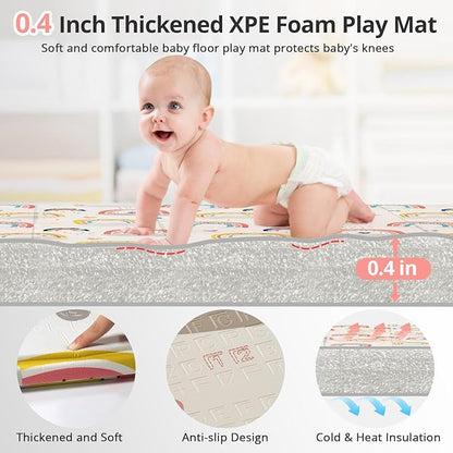 79x71 Extra Large Baby Play Mat for Floor, Foldable Foam Playmat for Babies 0-12 Months & Kids, Non-Toxic Waterproof Baby Mat for Floor, Thick Playpen Mat for Tummy Time Crawling