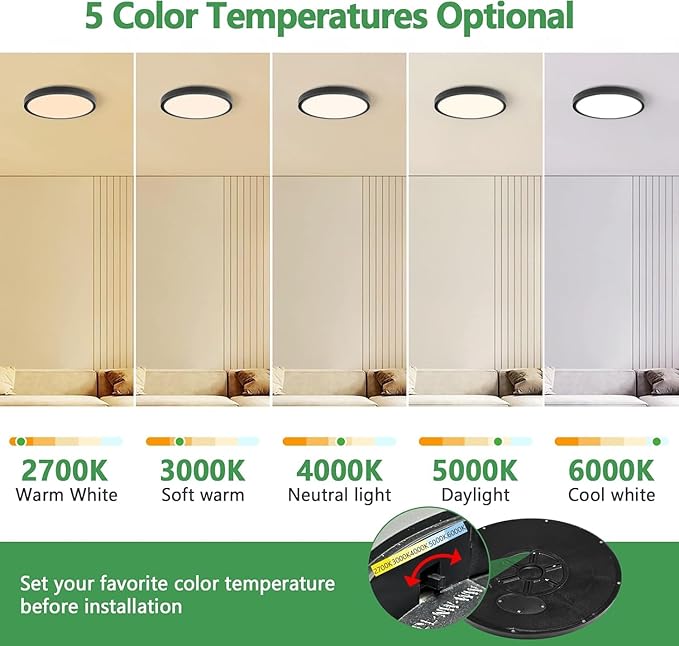 6PK 15.8 Inch Dimmable LED Flush Mount Ceiling Light,