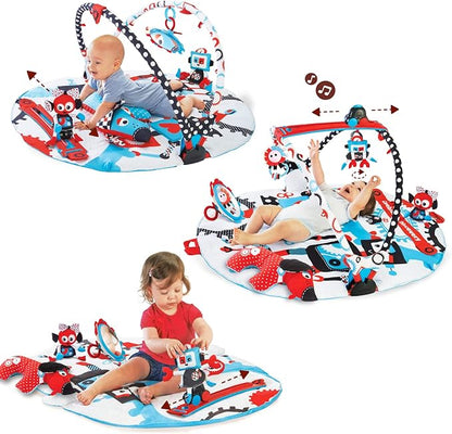 Yookidoo Baby Gym and Play Mat - 3 Stage Accessory Gym with Motorized Robot Track - 20 Development Activities - Age 0-12 Months