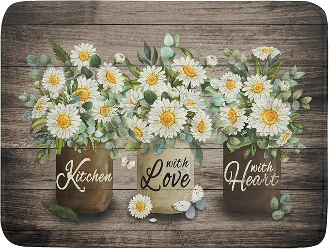 Flower Vase Dish Drying Mats 18×24 Inch Rustic Wood Reversible Microfiber