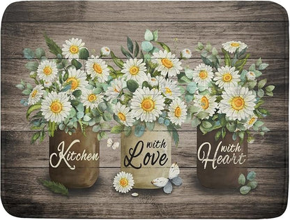 Flower Vase Dish Drying Mats 18×24 Inch Rustic Wood Reversible Microfiber