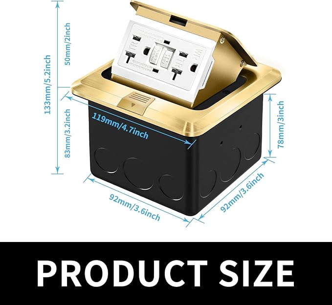 Vagueior Recessed Floor Electrical Outlet Kit, Waterproof Electrical Outlet