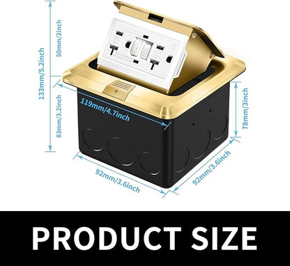 Vagueior Recessed Floor Electrical Outlet Kit, Waterproof Electrical Outlet