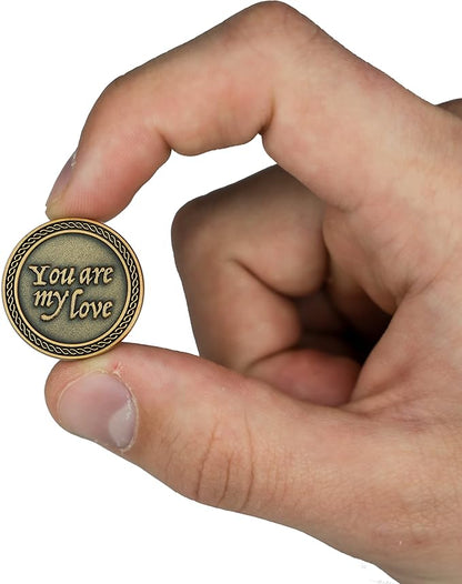Romantic Love Expression Antique Gold Plated Pocket Coin for Date Night, You are My Love, with You Forever Won't Be Long Enough, Love Gift for Men & Women, from Him or Her
