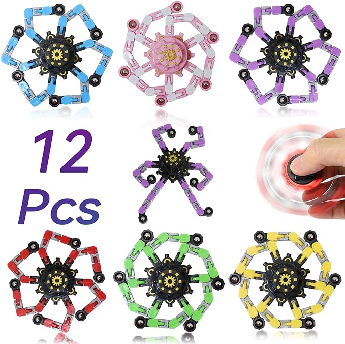 12pcs Transformable Fidget Spinners Children's Advanced Fidget Toys for Stress Relief Ideal Fidget Spinners for Sensory Toys for Boys and Girls with Autism，Party Favors