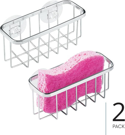 iDesign Stainless Steel Suction Sponge Holder, Kitchen Sink Sponge Caddy