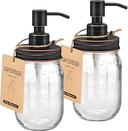 Amolliar Mason Jar Liquid Soap Dispenser, Rustproof Stainless Steel Replacement