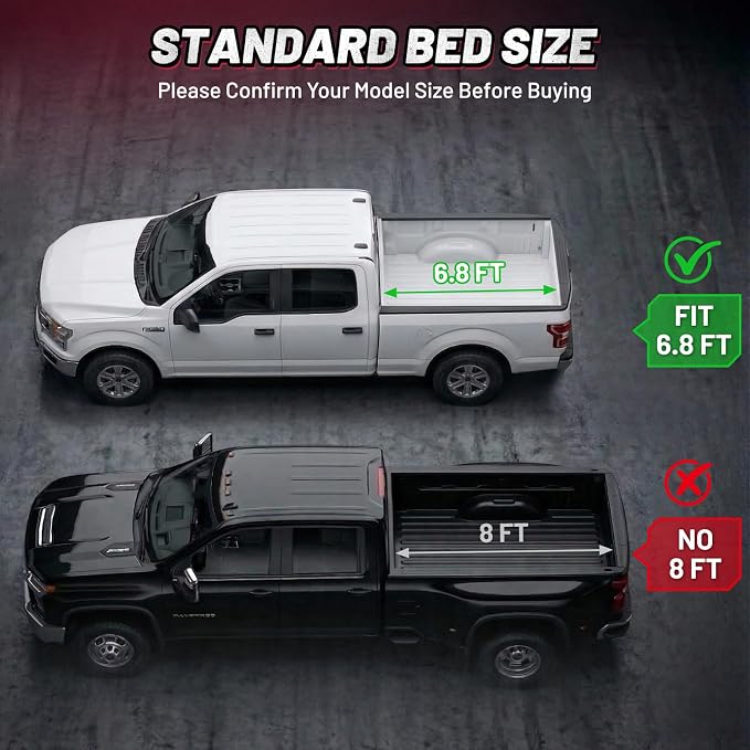 BDFHYK Hard Tri Fold Tonneau Cover Fits Ford F250 F350 Super Duty 1999-2026 6.8ft Bed, Waterproof Hard Folding Truck Bed Cover with Anti-Theft Lock, Easy Install Bed Cover for Camping and Work Trucks