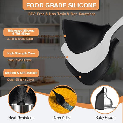 Large Silicone Cooking Utensils Set, Heat Resistant Silicone Utensils