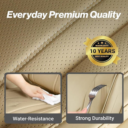 Coverland Custom Truck Car Seat Covers Front Seats for [2003-2006 Chevy Silverado 1500, 2500HD, 3500HD Regular Cab] - Protector Water Resistant Leather Memory Form Seat Cushion [Front-Beige]
