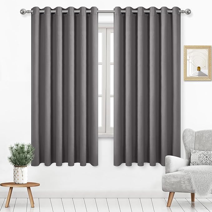 DWCN Blackout Curtains 63 Inch Length, Room Drakening Drapes